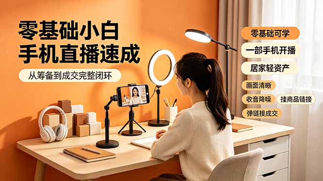 （19231期）零基础小白手机直播速成，从筹备到成交完整闭环，适配苹果安卓系统，解决杂音卡顿留人难问题_生财有道创业项目网-生财有道