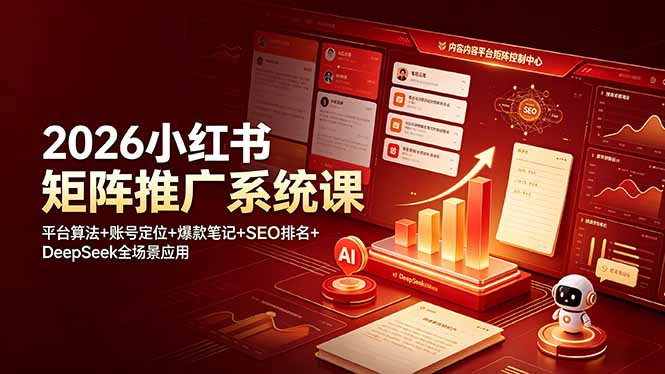 （19129期）2026小红书矩阵推广系统课：平台算法+账号定位+爆款笔记+SEO排名+DeepSeek全场景应用_生财有道创业项目网-生财有道