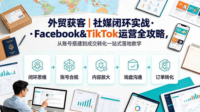 （19526期）外贸获客｜社媒闭环实战·Facebook&TikTok运营全攻略，从账号搭建到成交转化一站式落地教学_生财有道创业项目网-生财有道