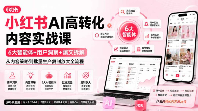 （19927期）小红书AI高转化内容实战课：6大智能体+用户洞察+爆文拆解，从内容策略到批量生产复制放大全流程_生财有道创业项目网-生财有道