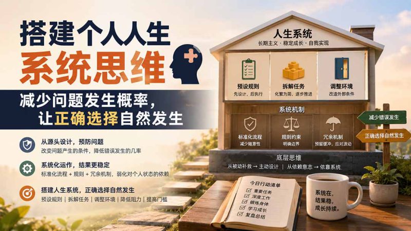 （19985期）付费文章：搭建个人人生系统思维：减少问题发生概率，让正确选择自然发生_生财有道创业项目网-生财有道