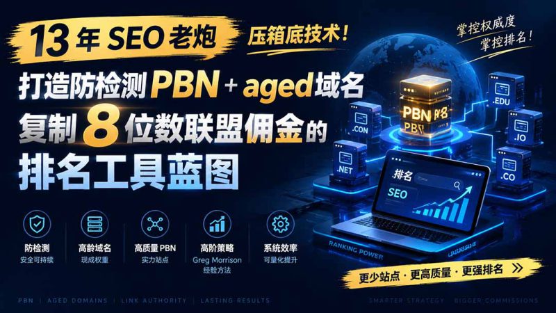 （19824期）13 年 SEO 老炮压箱底技术！打造防检测 PBN+aged 域名，复制 8 位数联盟佣金的排名工具蓝图【原创双语字幕】_生财有道创业项目网-生财有道