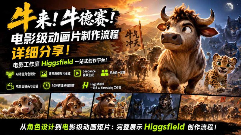 （19987期）牛来！牛德赛！电影级动画片制作流程详细分享！电影工作室Higgsfield一站式创作平台！_生财有道创业项目网-生财有道