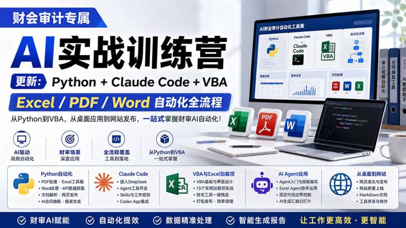 （19887期）财会审计专属 AI实战训练营：Python+Claude Code+VBA，Excel/PDF/Word自动化全流程 (更新)_生财有道创业项目网-生财有道