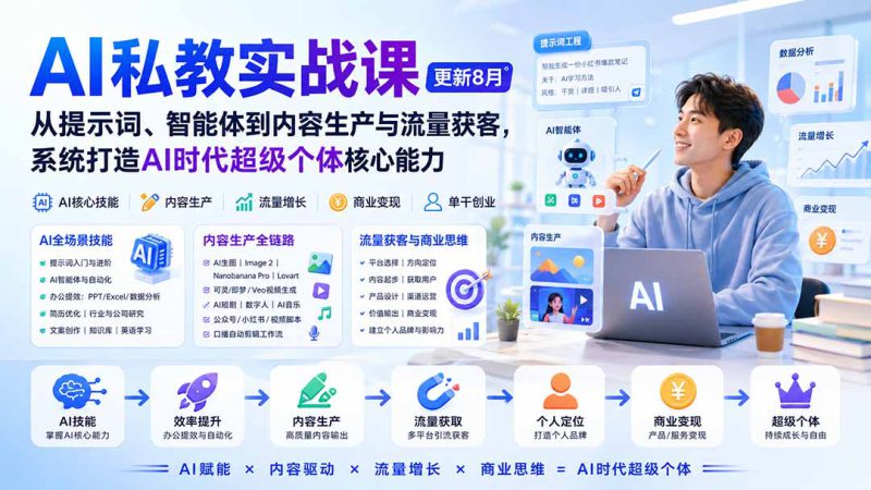 （20149期）AI私教实战课-更新8月：从提示词、智能体到内容生产与流量获客，系统打造AI时代超级个体核心能力_生财有道创业项目网-生财有道