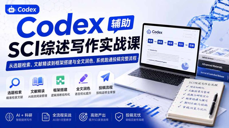 （19751期）Codex辅助SCI综述写作实战课——从选题检索、文献精读到框架搭建与全文润色，系统跑通投稿完整流程_生财有道创业项目网-生财有道