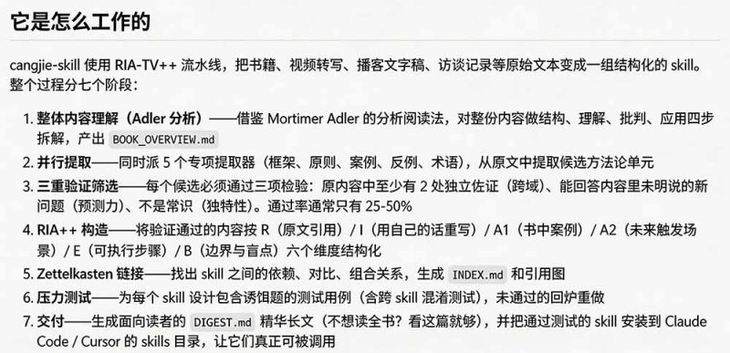 （19809期）全网走红！GitHub上6.7K Star的开源项目，把任何书、长视频、播客蒸馏成AI工具，值得收藏 cangjie-skill_生财有道创业项目网-生财有道