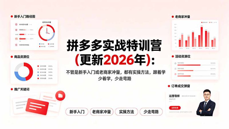 （19724期）拼多多实战特训营(更新2026年)：不管是新手入门或老商家冲量，都有实操方法，跟着学，少走弯路_生财有道创业项目网-生财有道