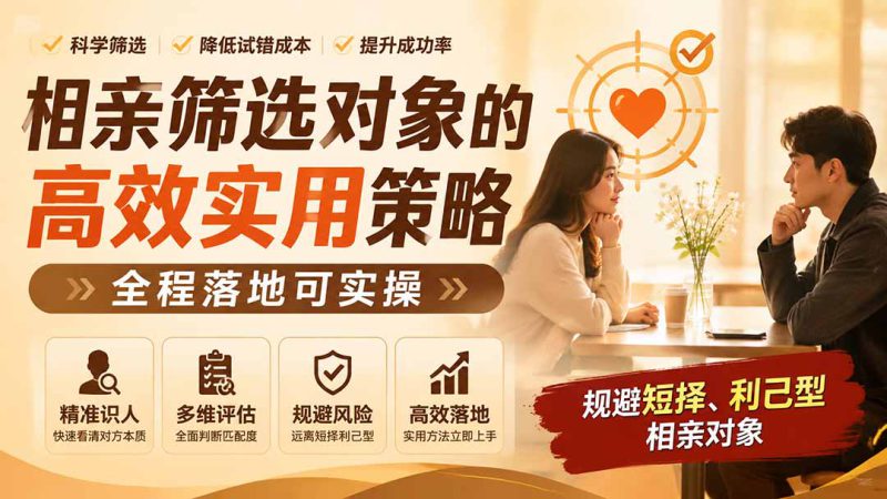(19727期) 付费文章:相亲筛选对象的高效实用策略,全程落地可实操,规避短择、利己型相亲对象_生财有道创业项目网-生财有道