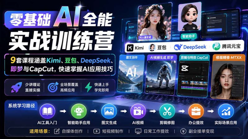 （20134期）零基础AI全能实战训练营：9套课程涵盖Kimi、豆包、DeepSeek、即梦与CapCut，快速掌握AI应用技巧_生财有道创业项目网-生财有道