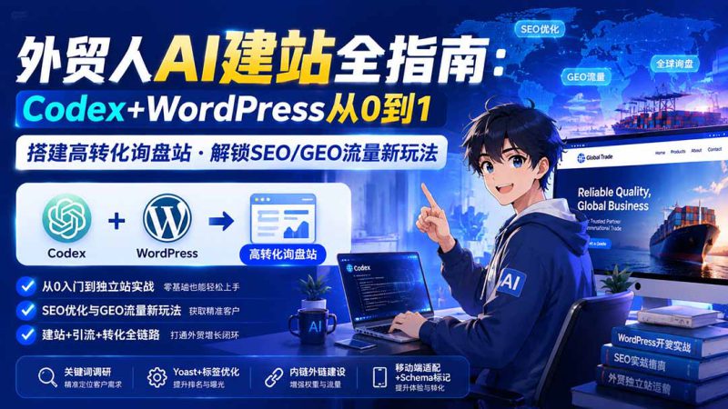 （19818期）外贸人AI建站全指南：Codex+WordPress从0到1·搭建高转化询盘站·解锁SEO/GEO流量新玩法-更新_生财有道创业项目网-生财有道