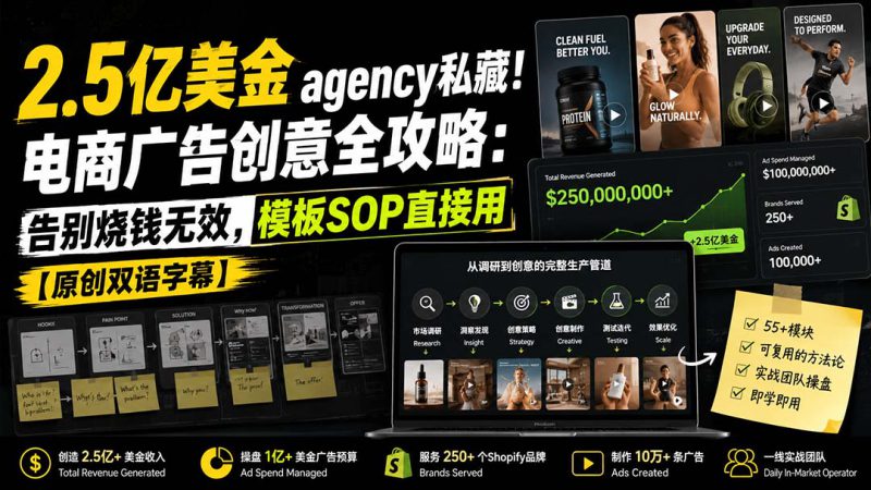 (20170期)2.5亿美金agency私藏!电商广告创意全攻略:告别烧钱无效,模板SOP直接用【原创双语字幕】_生财有道创业项目网-生财有道