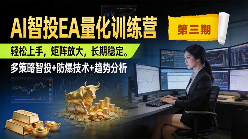（19737期）AI智投EA量化训练营第三期，多策略智投+防爆技术+趋势分析 ，小白轻松上手，矩阵放大，长期稳定，日入500U。_生财有道创业项目网-生财有道