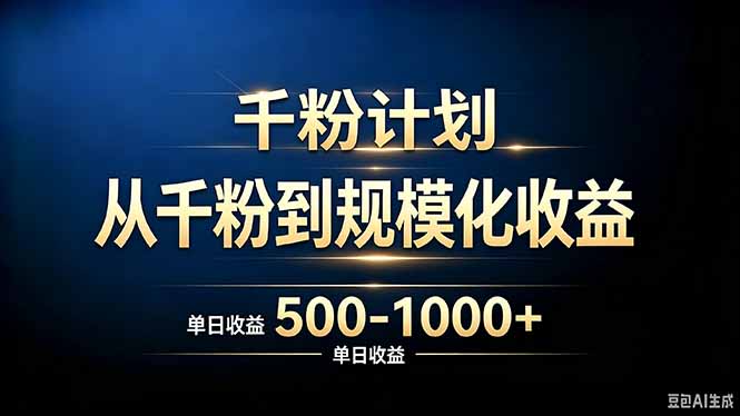（20078期）抖音千粉账号计划，从千粉到规模化收益 500-1000+单日收益_生财有道创业项目网-生财有道