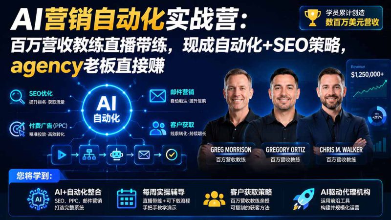 （20066期）AI营销自动化实战营：百万营收教练直播带练，现成自动化+SEO策略，agency老板直接赚【原创双语字幕】_生财有道创业项目网-生财有道
