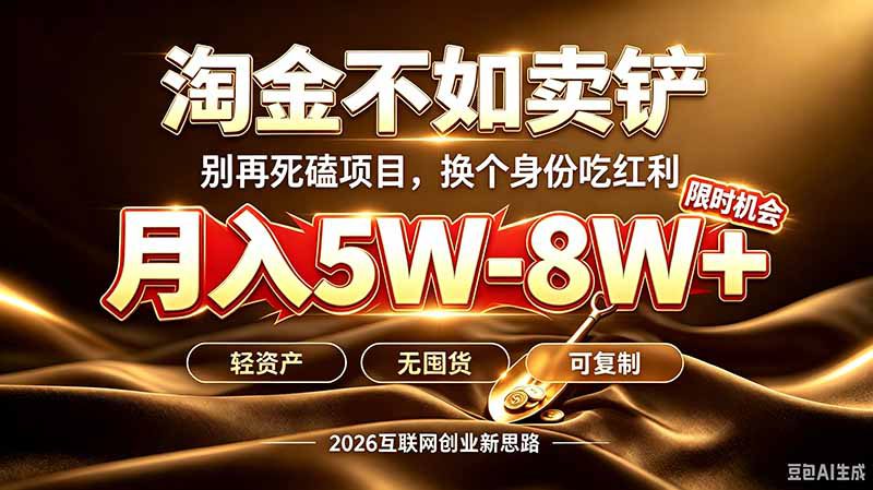（20152期）别再傻乎乎埋头跑项目！互联网真正赚钱逻辑：做卖铲人，拒绝当韭菜，逆风翻盘月入5-8W+_生财有道创业项目网-生财有道