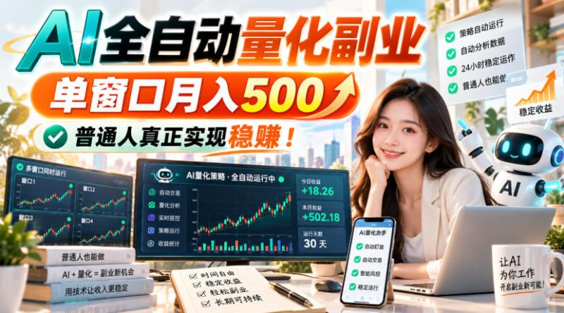 （20735期）AI全自动量化副业，单窗口月入500，普通人真正实现稳赚！_生财有道创业项目网-生财有道