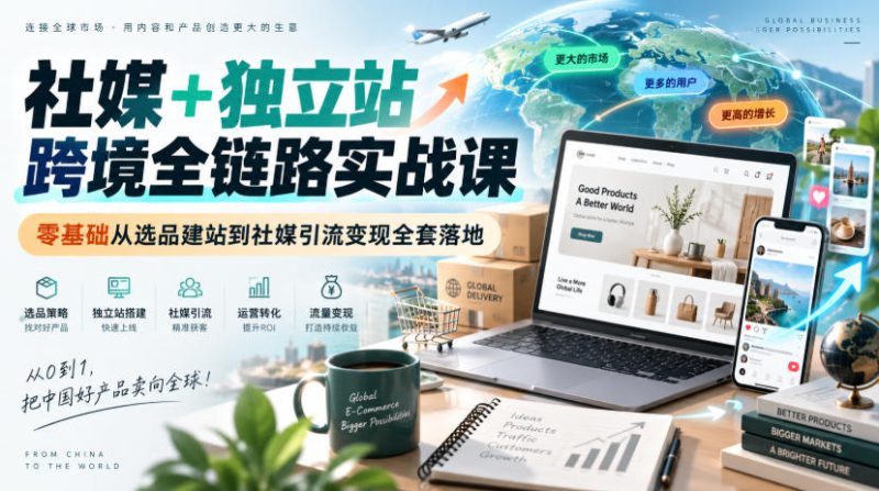 社媒+独立站跨境全链路实战课｜零基础从选品建站到社媒引流变现全套落地——生财有道创业项目网-生财有道