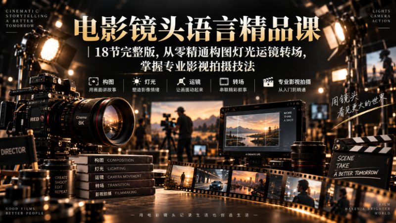 电影镜头语言精品课|18节完整版,从零精通构图灯光运镜转场,掌握专业影视拍摄技法——生财有道创业项目网-生财有道
