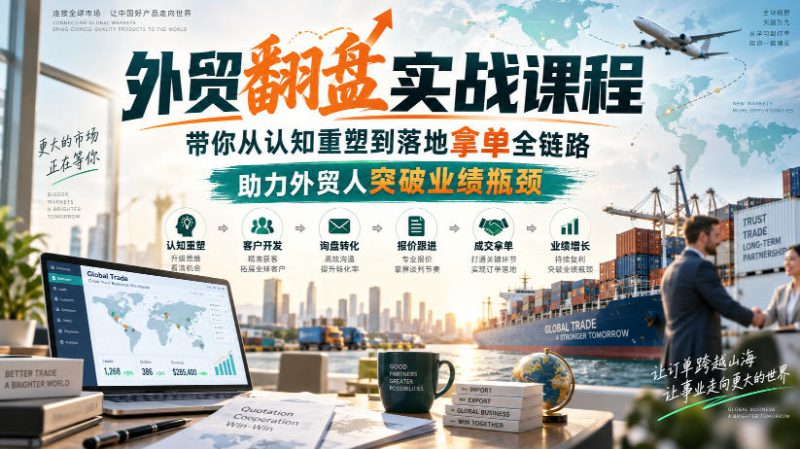 外贸翻盘实战课程,带你从认知重塑到落地拿单全链路,助力外贸人突破业绩瓶颈——生财有道创业项目网-生财有道