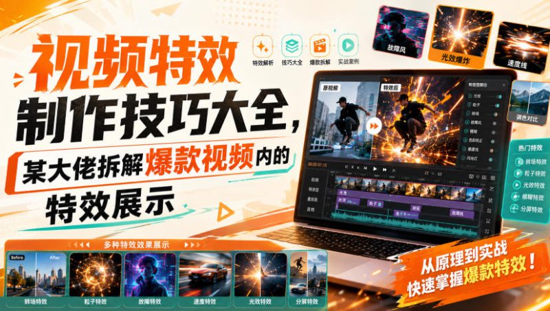 视频特效制作技巧大全，某大佬拆解爆款视频内的特效展示——生财有道创业项目网-生财有道