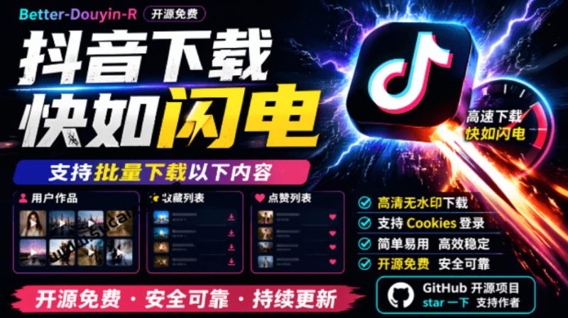 超级好用!抖音视频下载神器,支持批量下载用户作品收藏列表和点赞列表,开源完全免费Better-douyin-R——生财有道创业项目网-生财有道