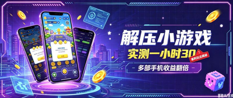 小游戏全流程玩法，实测一小时搞30，简单无脑解压，当天做当天就能看到进账，直接冲就行【揭秘】——生财有道创业项目网-生财有道