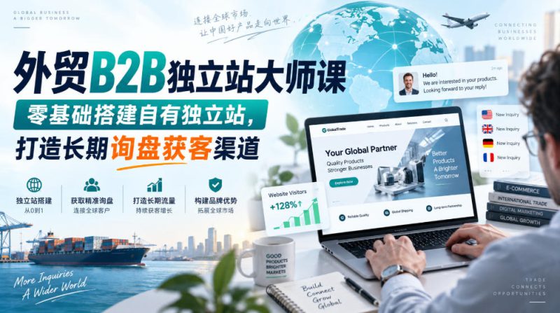 外贸B2B独立站大师课，零基础搭建自有独立站，打造长期询盘获客渠道——生财有道创业项目网-生财有道