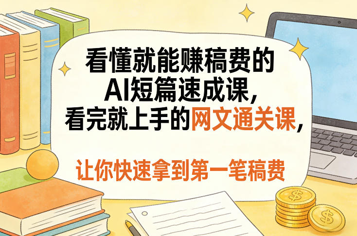 看懂就能賺稿费的AI短篇速成课，看完就上手的网文通关课，让你快速拿到第一笔稿费（更新8月）——生财有道创业项目网-生财有道