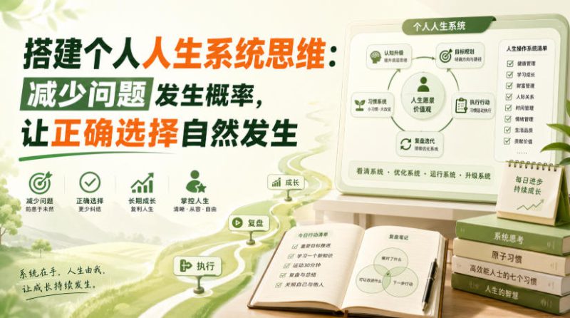 付费文章：搭建个人人生系统思维：减少问题发生概率，让正确选择自然发生——生财有道创业项目网-生财有道