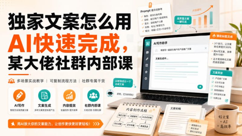 独家文案怎么用AI快速完成，某大佬社群内部课——生财有道创业项目网-生财有道