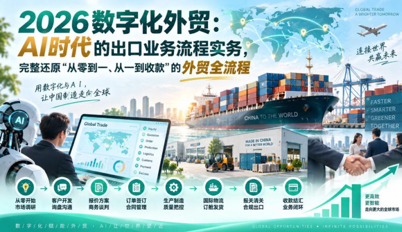 2026数字化外贸：AI时代的出口业务流程实务，完整还原”从零到一、从一到收款”的外贸全流程——生财有道创业项目网-生财有道