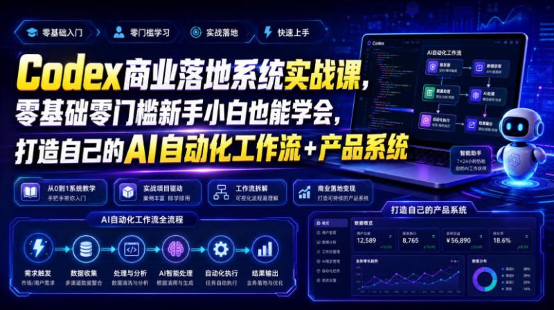 Codex商业落地系统实战课,零基础零门槛新手小白也能学会,打造自己的AI自动化工作流+产品系统(更新)——生财有道创业项目网-生财有道