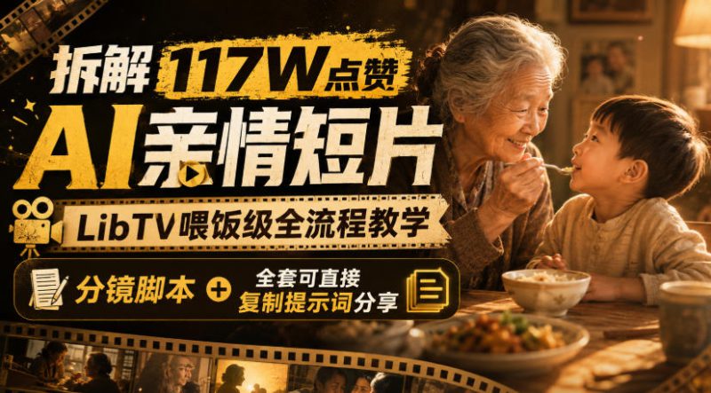 拆解117W点赞AI亲情短片,LibTV喂饭级全流程教学,分镜脚本+全套可直接复制提示词分享——生财有道创业项目网-生财有道