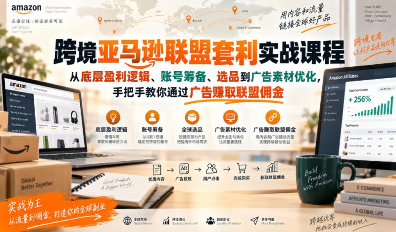 跨境亚马逊联盟套利实战课程,从底层盈利逻辑、账号筹备、选品到广告素材优化,手把手教你通过广告賺取联盟佣金——生财有道创业项目网-生财有道