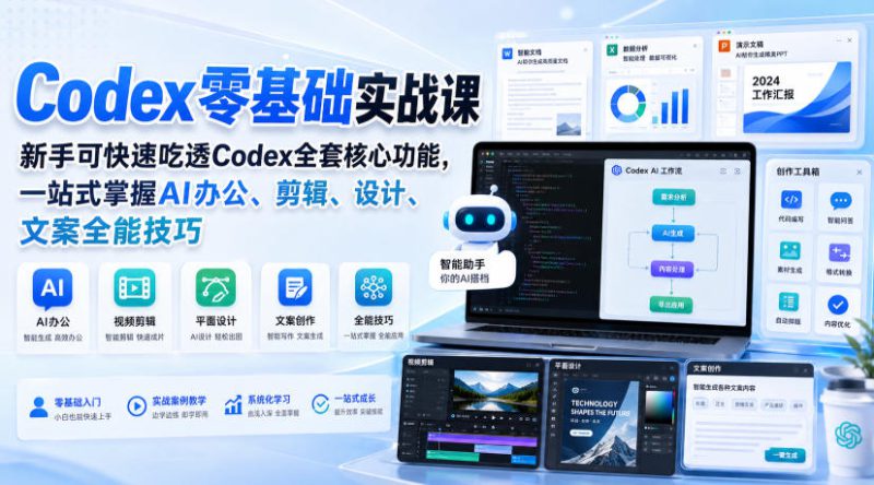 Codex零基础实战课,新手可快速吃透Codex全套核心功能,一站式掌握AI办公、剪辑、设计、文案全能技巧——生财有道创业项目网-生财有道
