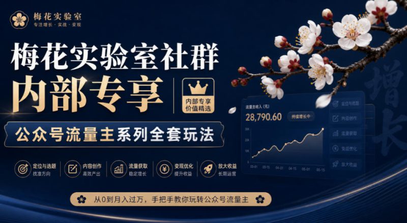 梅花实验室社群内部专享-公众号流量主系列全套玩法——生财有道创业项目网-生财有道
