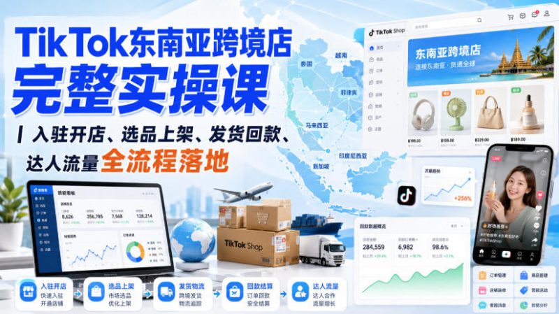 TikTok东南亚跨境店完整实操课｜入驻开店、选品上架、发货回款、达人流量全流程落地——生财有道创业项目网-生财有道