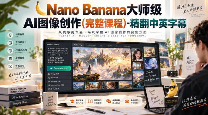 【无水印】Nano Banana大师级AI图像创作(完整课程)-精翻中英字幕——生财有道创业项目网-生财有道