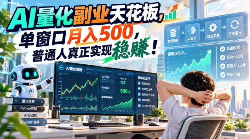 AI量化副业天花板，单窗口月入500，普通人真正实现稳賺！【揭秘】——生财有道创业项目网-生财有道