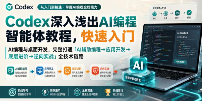Codex深入浅出AI编程智能体教程，快速入门AI编程与桌面开发，打通「AI辅助编程→应用开发→底层进阶→逆向实战」全技术链路——生财有道创业项目网-生财有道