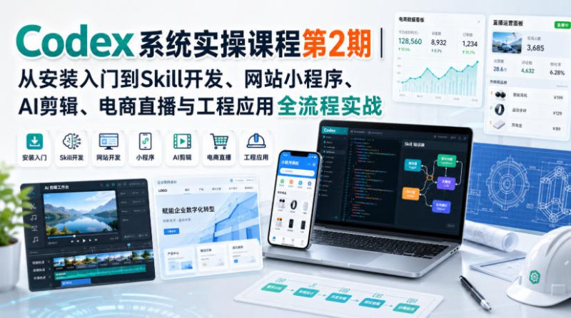 Codex系统实操课程第2期｜从安装入门到Skill开发、网站小程序、AI剪辑、电商直播与工程应用全流程实战——生财有道创业项目网-生财有道
