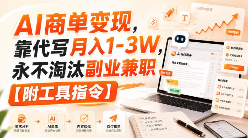 AI商单变现，靠代写月入1-3W，永不淘汰副业兼职【附工具指令】【揭秘】——生财有道创业项目网-生财有道