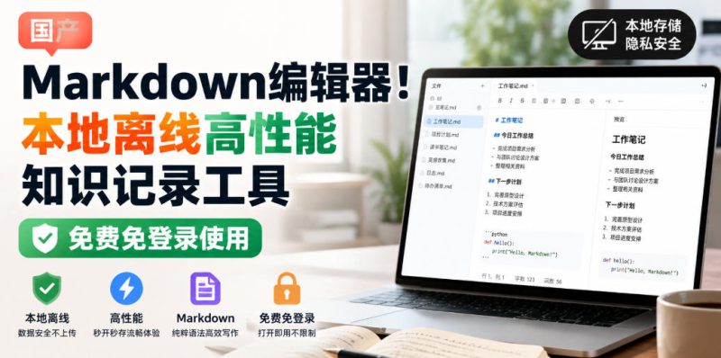 国产Markdown编辑器！本地离线高性能知识记录工具，免费免登录使用——生财有道创业项目网-生财有道