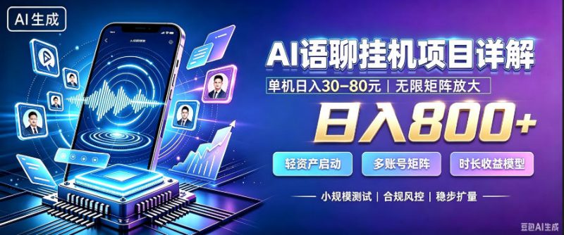 AI聊天挂G项目，日入800+，适用个人副业，支持工作室矩阵操作，放大收益【揭秘】——生财有道创业项目网-生财有道