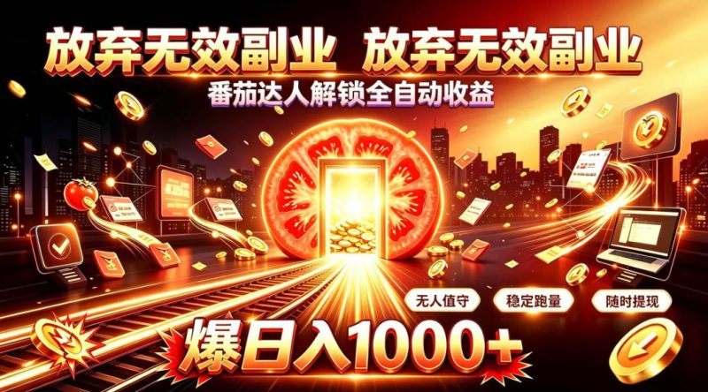 放弃无效副业,番茄达人解锁全自动收益,日入1k+,门槛最低的线上轻资产项目【揭秘】——生财有道创业项目网-生财有道
