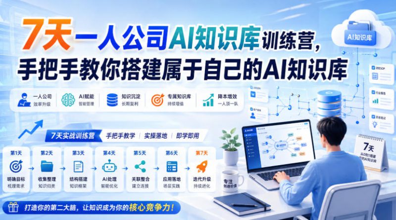 7天一人公司AI知识库训练营，手把手教你搭建属于自己的AI知识库——生财有道创业项目网-生财有道
