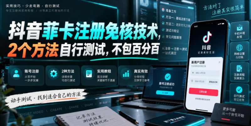 抖音菲卡注册免核技术，2个方法自行测试，不包百分百——生财有道创业项目网-生财有道