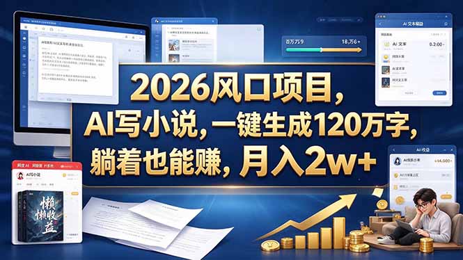 （20653期）2026 风口项目，AI 写小说，一键生成 120 万字，躺着也能赚，月入 2w +_生财有道创业项目网-生财有道
