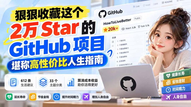 （20726期）狠狠收藏这个 2 万 Star 的 GitHub 项目，堪称高性价比人生指南。_生财有道创业项目网-生财有道